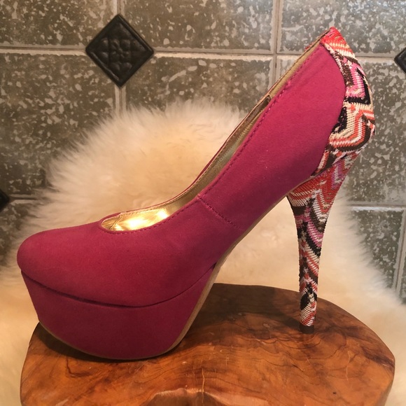 LILIANA 🌸 STUNNING Magenta Pink Platform Heels - Picture 4 of 8